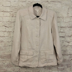 Charter Club 0X Tan Linen Blazer Jacket NWT
